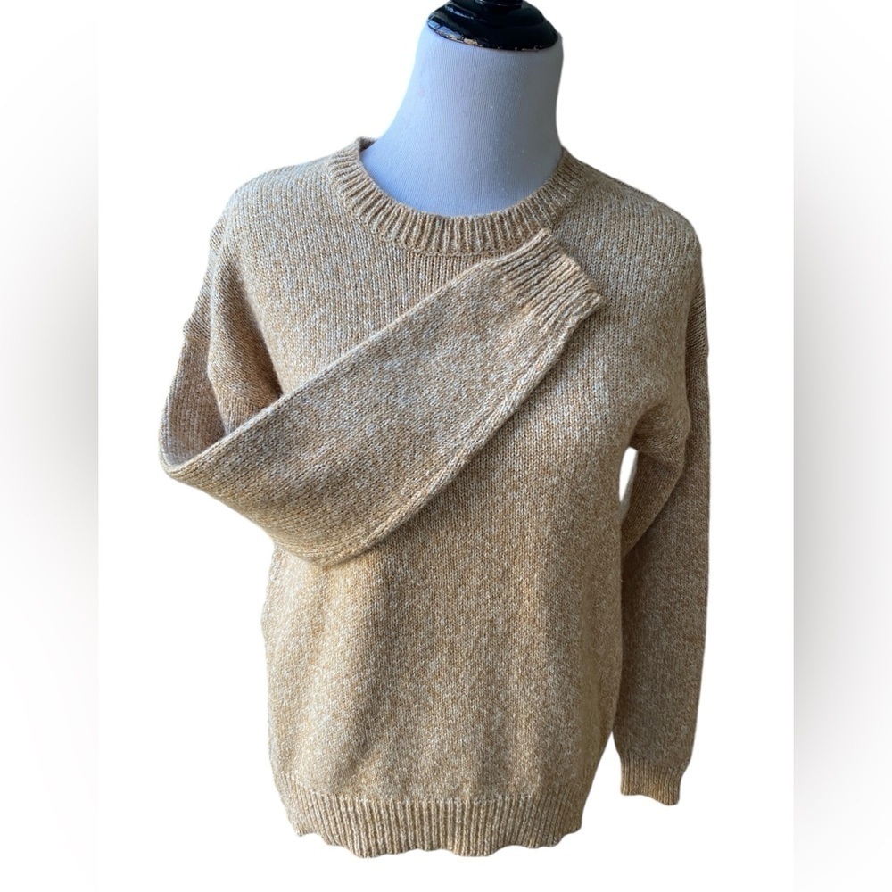 Love 21 Women's Tan Knit Long Sleeve Side Slit Pullover Sweater Size M